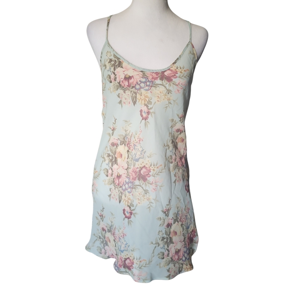 Victoria's Secret Floral Chemise Blue sz M